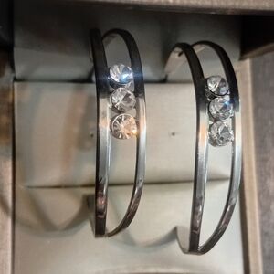 Chic Silver Crystal Hoop Earrings